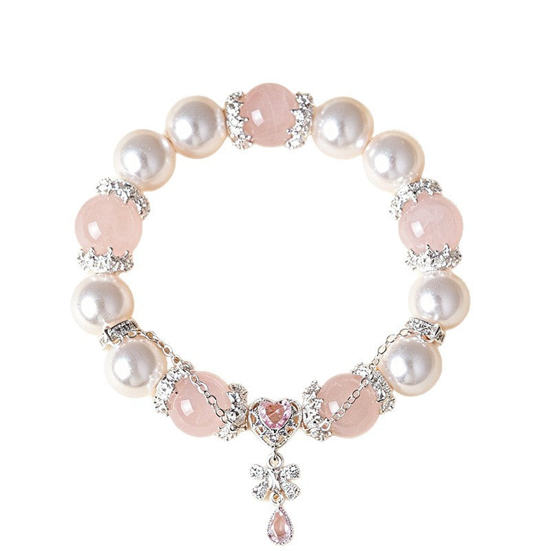 Rose Quartz Crystal Butterfly Heart Bracelet