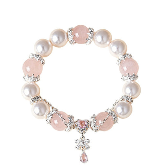 Rose Quartz Crystal Butterfly Heart Bracelet