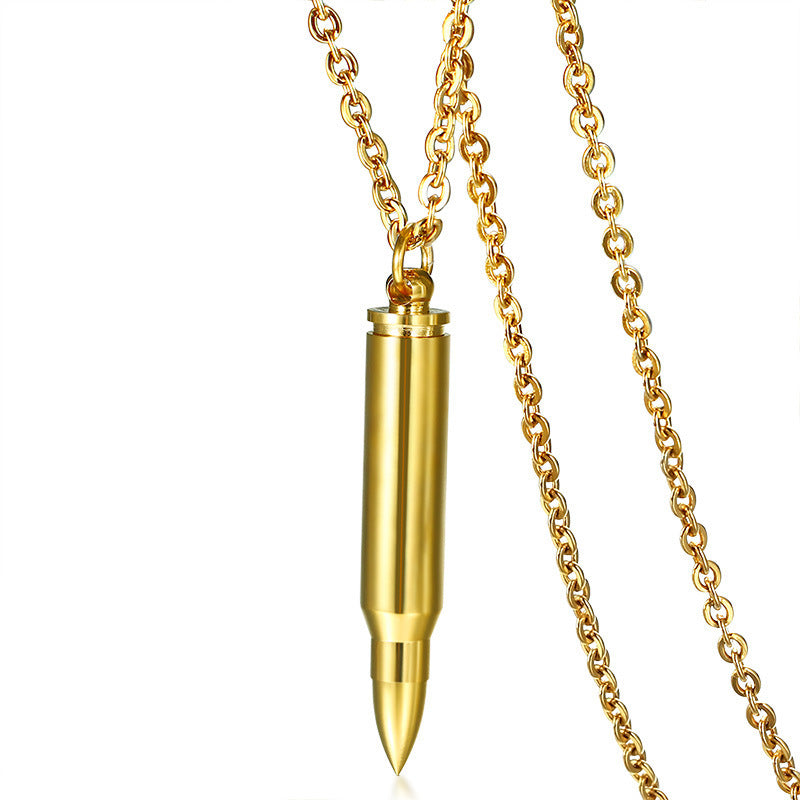 Stainless Steel Bullet Pendant Necklace Personalized Hip Hop Jewelry