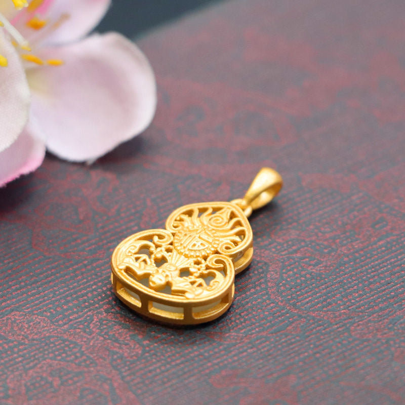 White Hetian Jade Gourd Pendant — No Chain