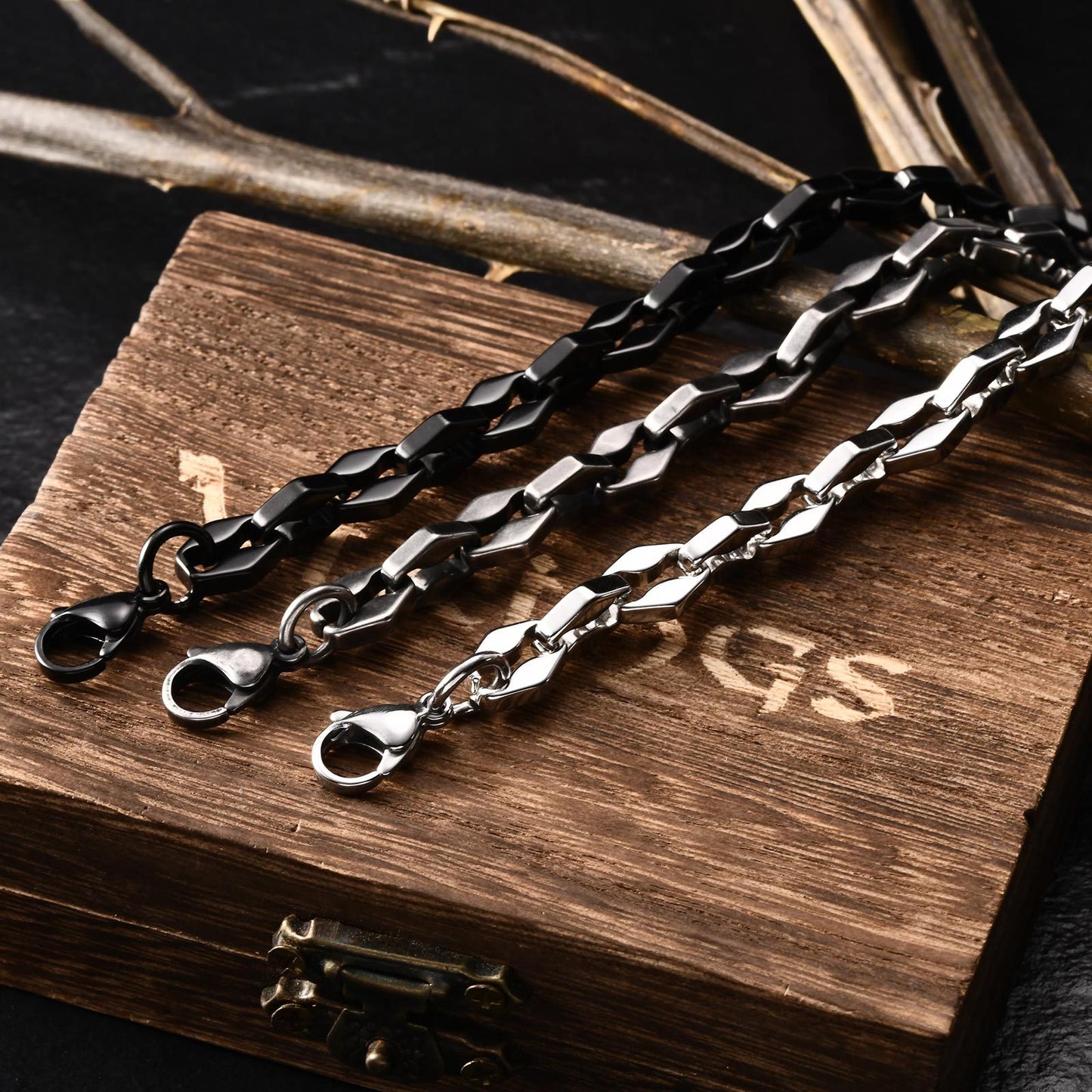 Planderful Hip Hop Lip Chain Stainless Steel Bracelet Men