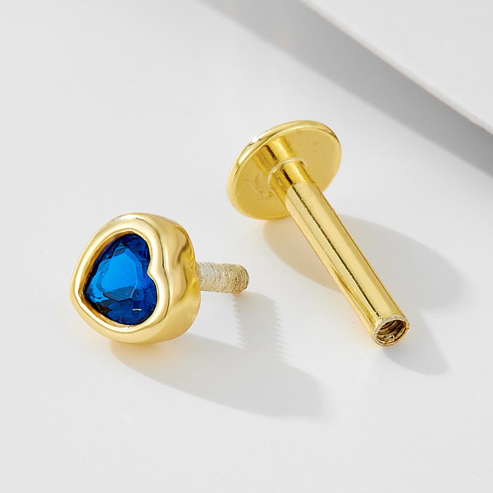 Planderful S925 Sterling Silver Love Blue Zircon Threader Earrings For Women Premium Heart Shape