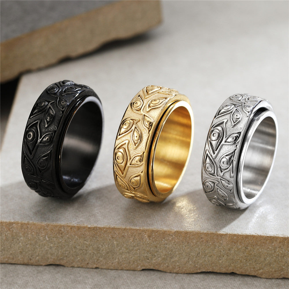 Everyday Genie Titanium Pharaoh Ring with Omniscient Man Design