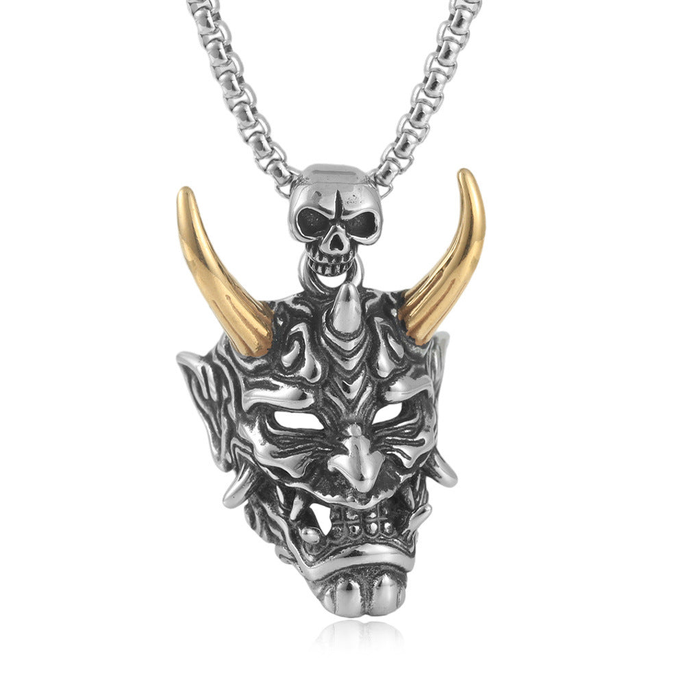 European And American Stainless Steel Cow Ghost Mask Pendant