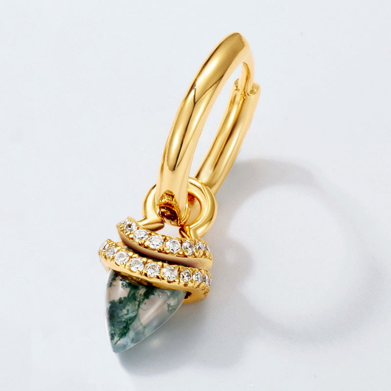 Planderful Everyday Genie Earrings – Elegant Green Moss Sterling Silver for Women