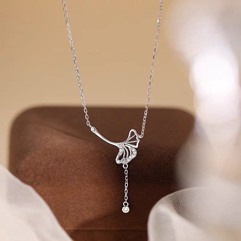 S925 Sterling Silver Ginkgo Leaf Necklace