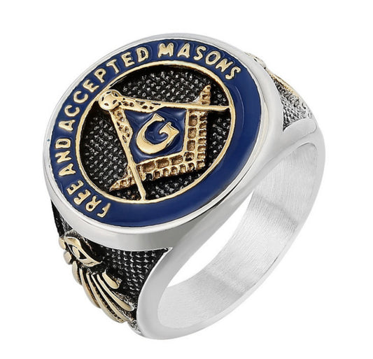 Premium Freemason Ring Titanium Steel Unisex Masonic Logo For Men Durable Protection Planderful