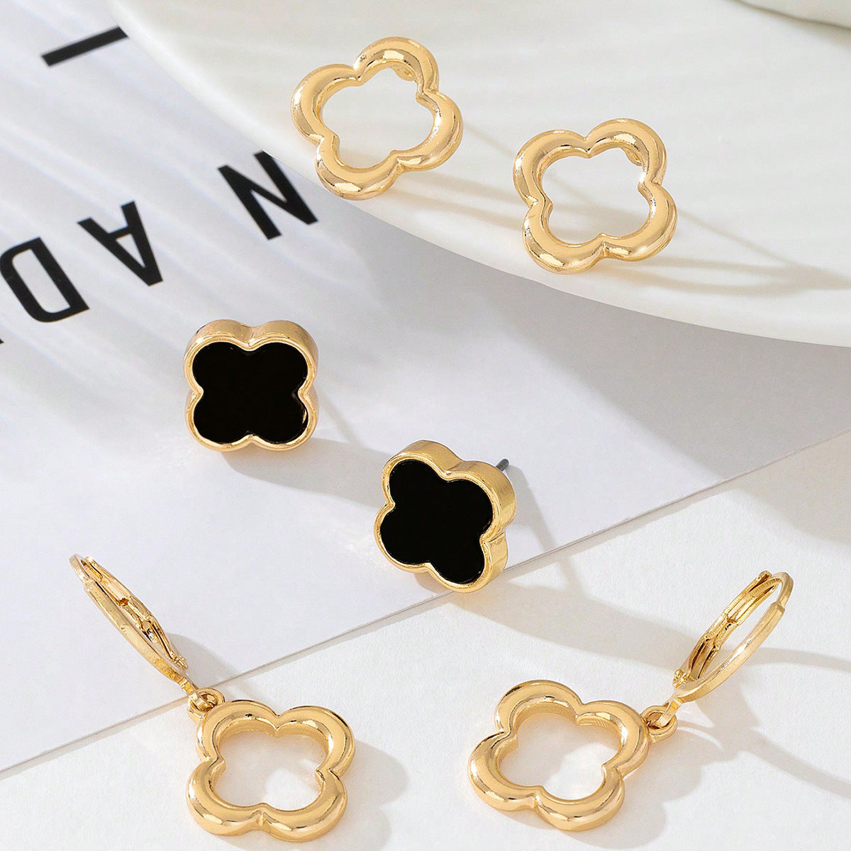 Planderful Vienna Verve Earrings Set – Elegant Metal Flower Design