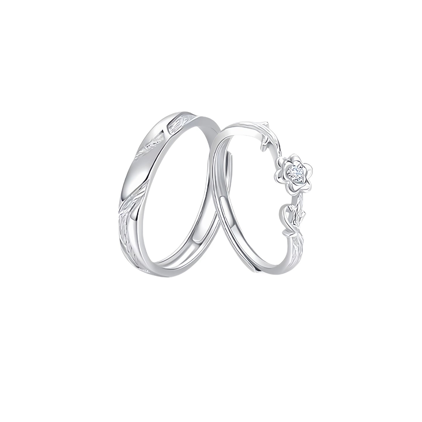 Sterling Silver Gardenia Couple Ring By Planderful Adjustable Light Luxury Gift For Girlfriend