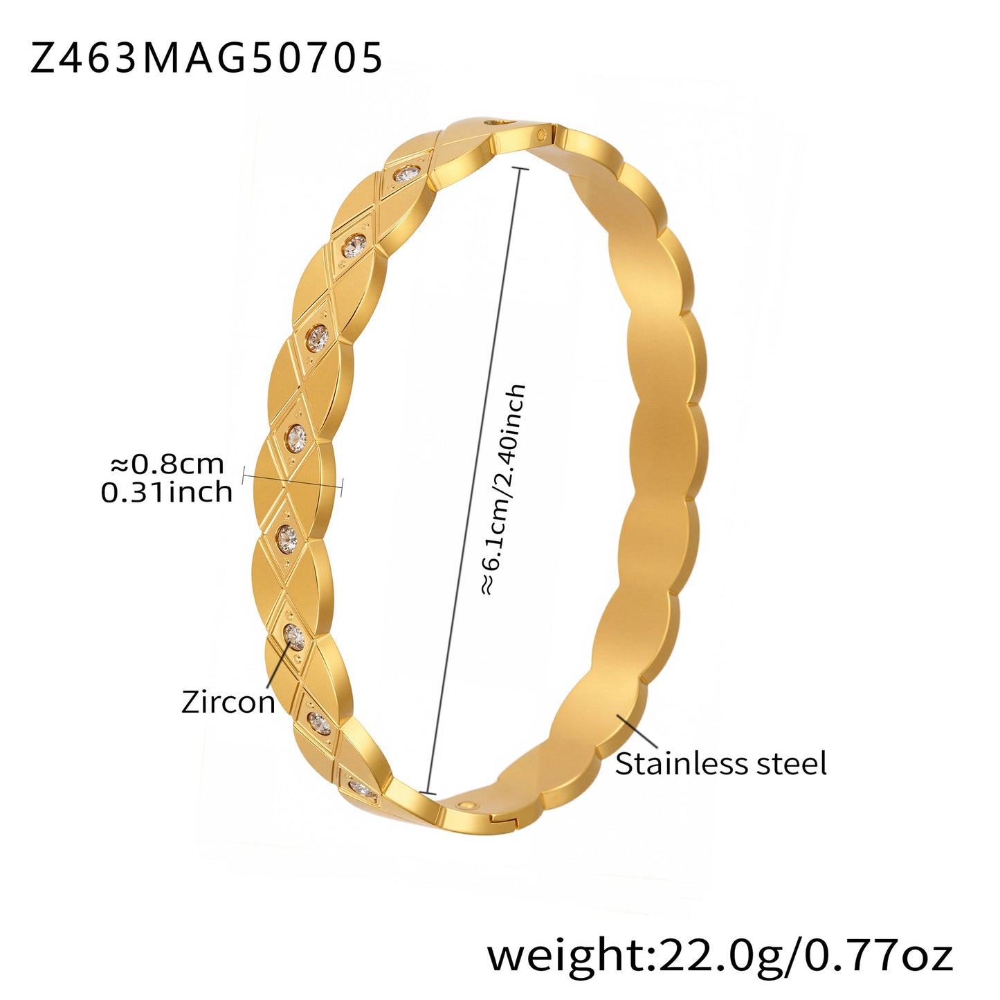 Planderful Zircon Encrusted Titanium Bracelet For Women