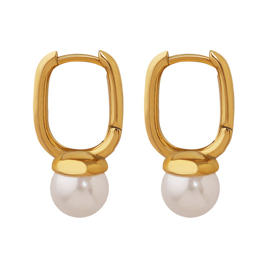 Elegant French-Inspired Pearl Earrings - Hypoallergenic 18K Gold Plated