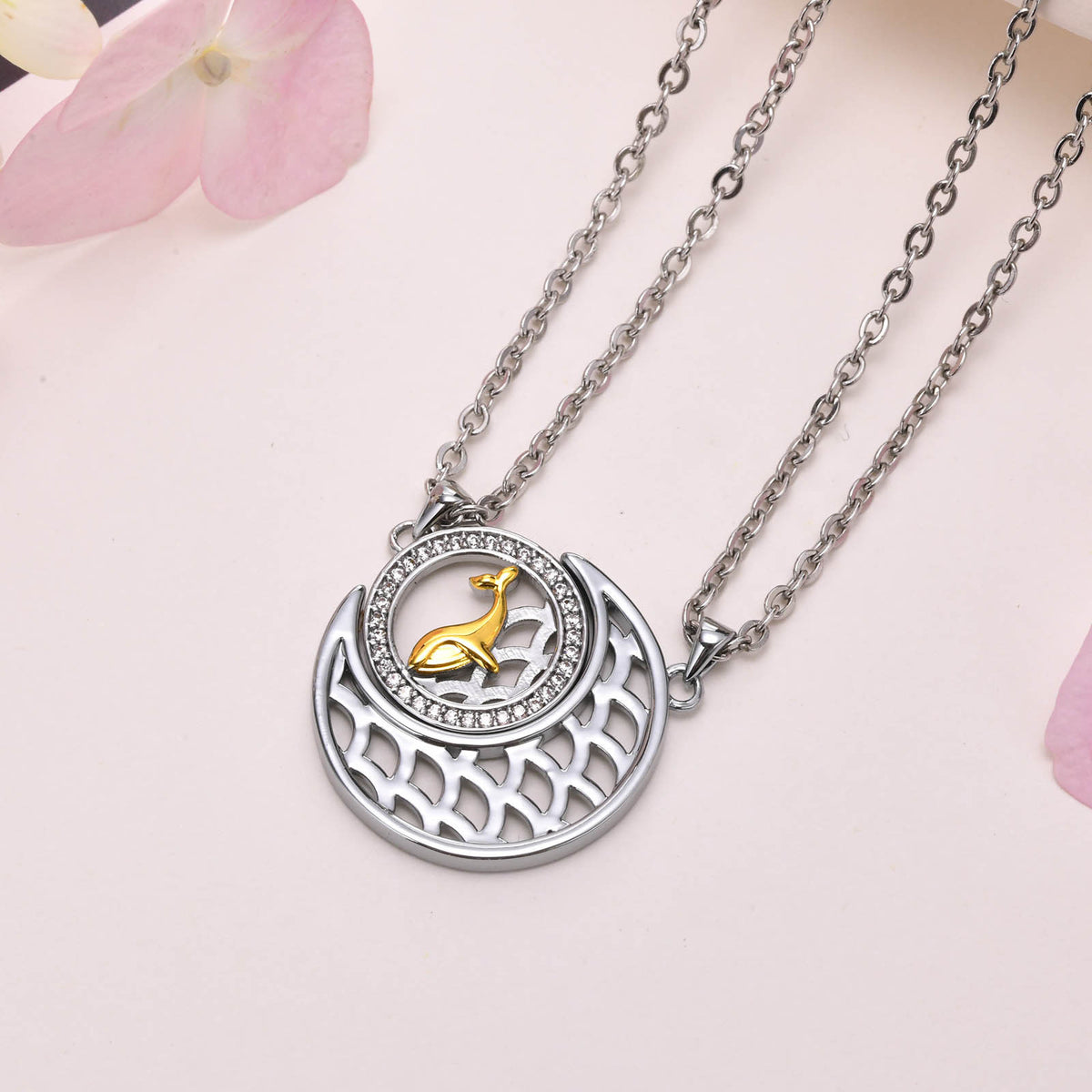 Heart Sun & Moon Zircon Copper Pendant Unisex