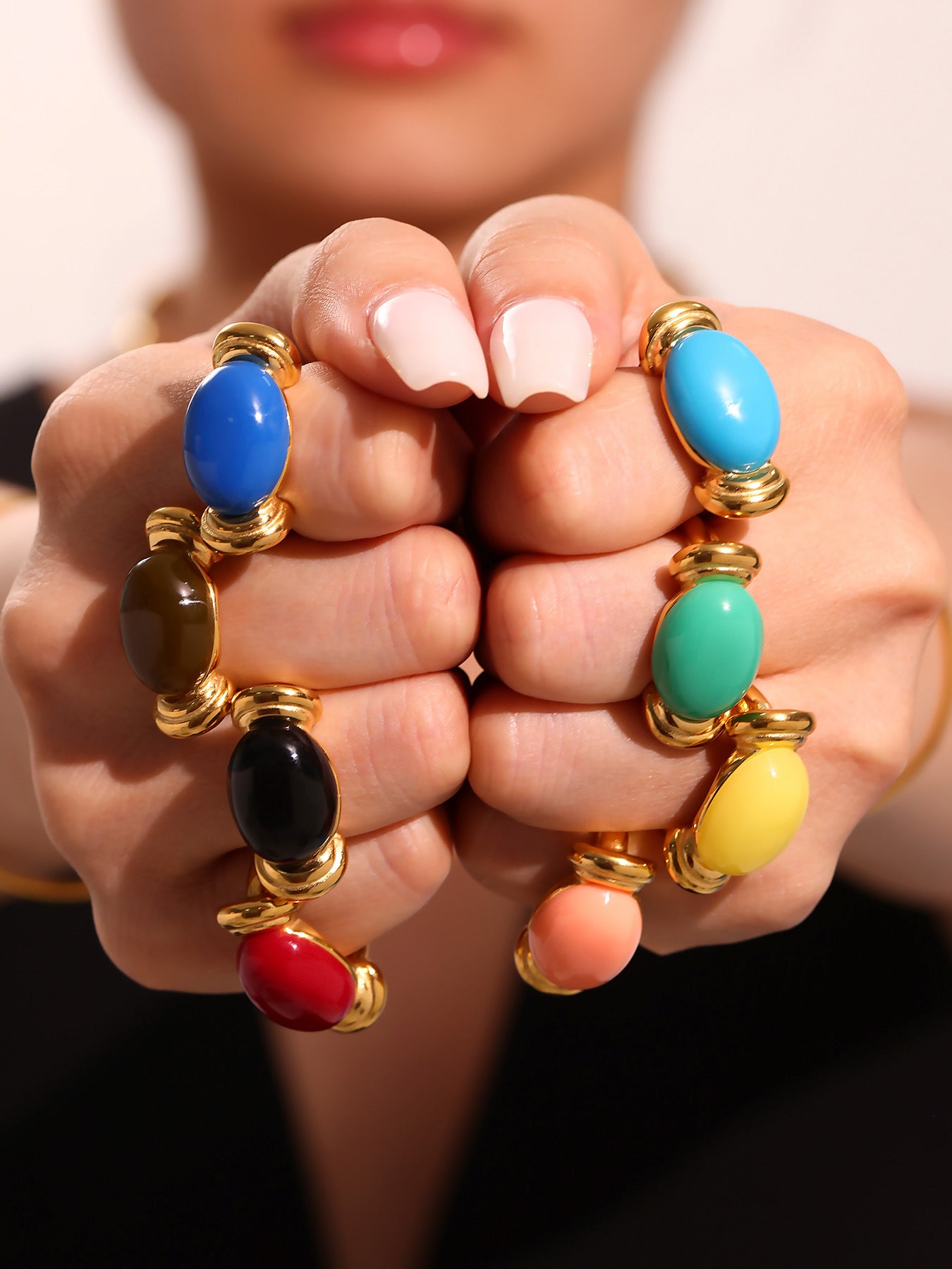 Planderful Oval Resin Ring Candy Color Women Fashion