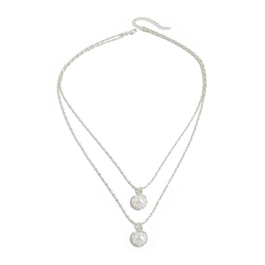 Double-Layer Pearl-Style Bead Necklace