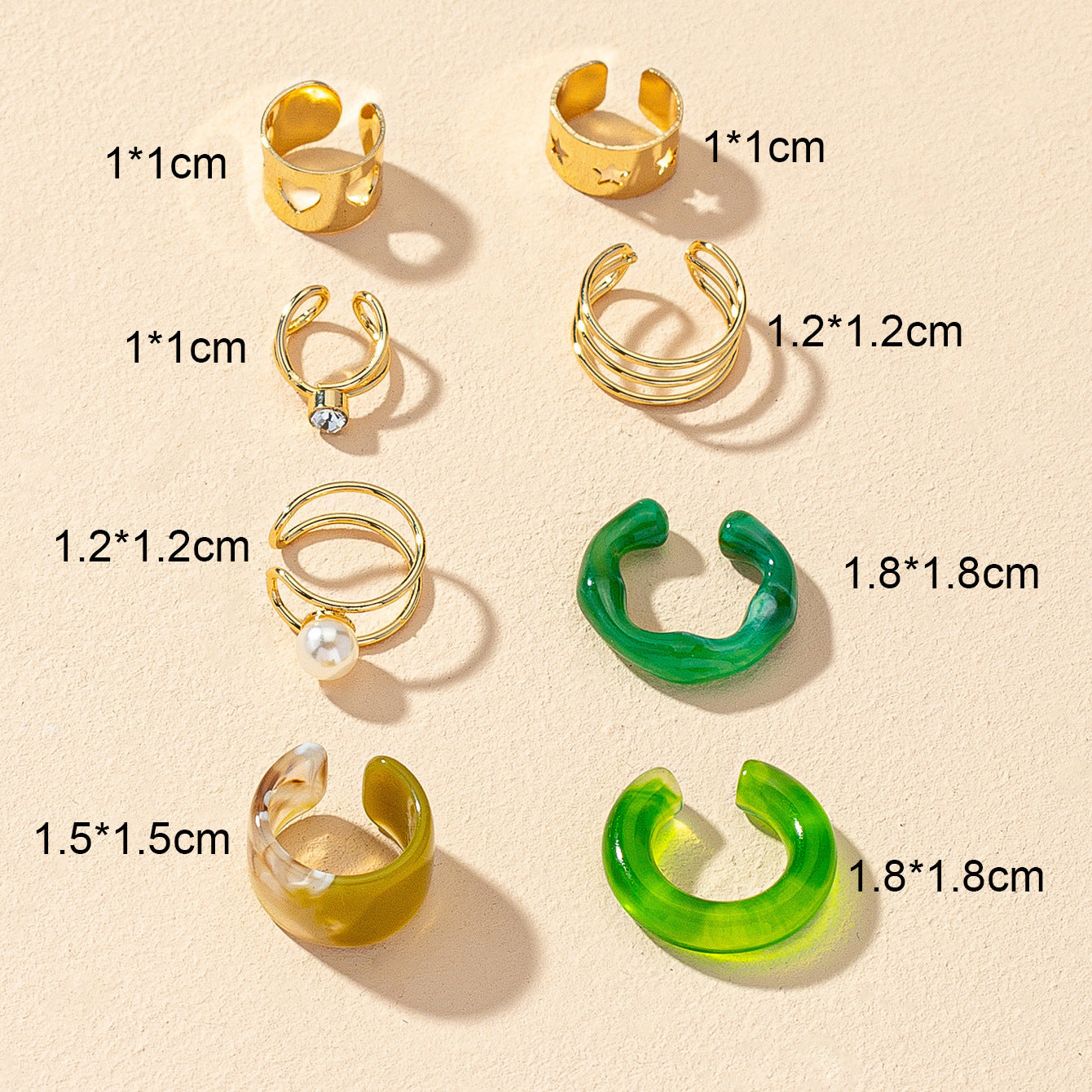 European American Fusion 8-Piece Ring Set - Vienna Verve Bold Earrings