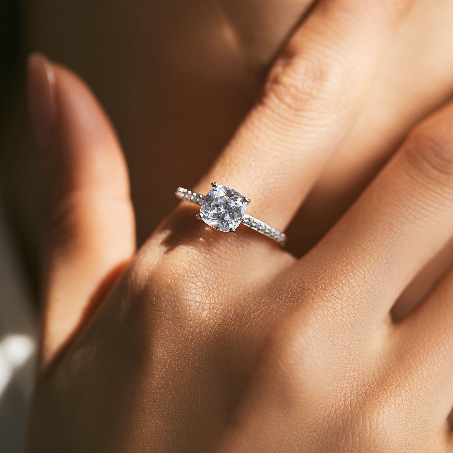 Sterling Silver Zircon French Sugar Cube Ring - Elegant and Versatile