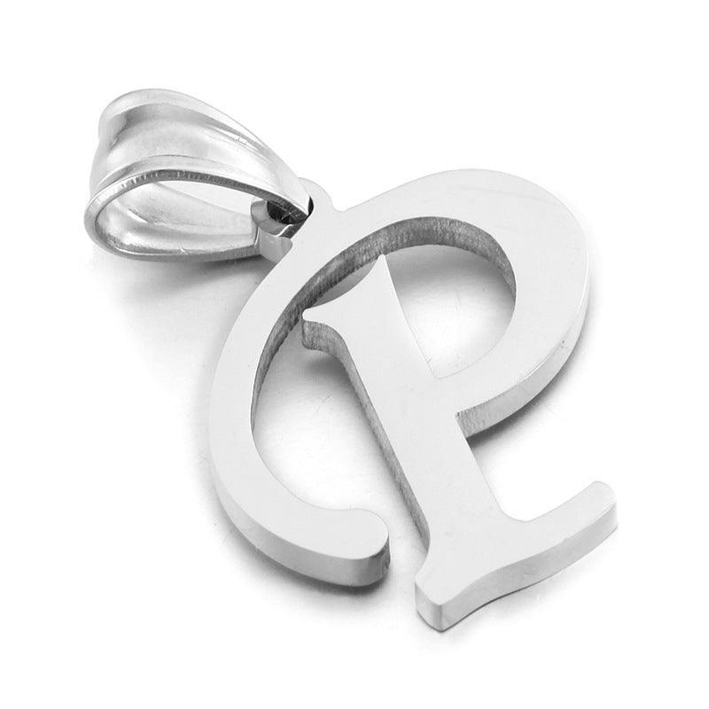 Men's And Women's Letter Pendants, Stainless Steel Glossy 26-Letter Titanium Steel Necklace