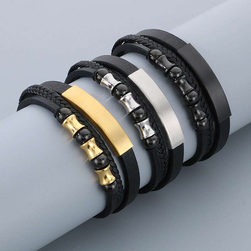 Planderful Everyday Genie Leather Beaded Bracelet For Men