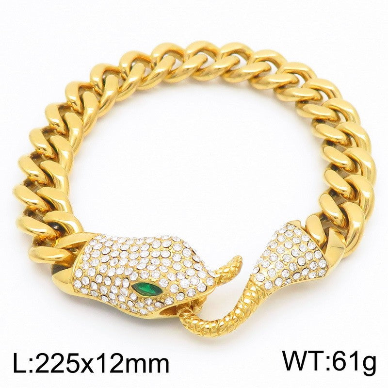 Rock Inlaid Zircon Snake Element Series – Snake Head Bracelet