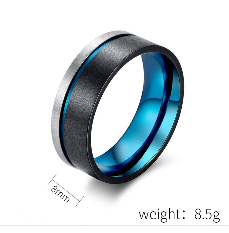 Planderful Everyday Genie Steel Ring For Men Hip Hop Inspired Blue Black Daily Wear Jewelry
