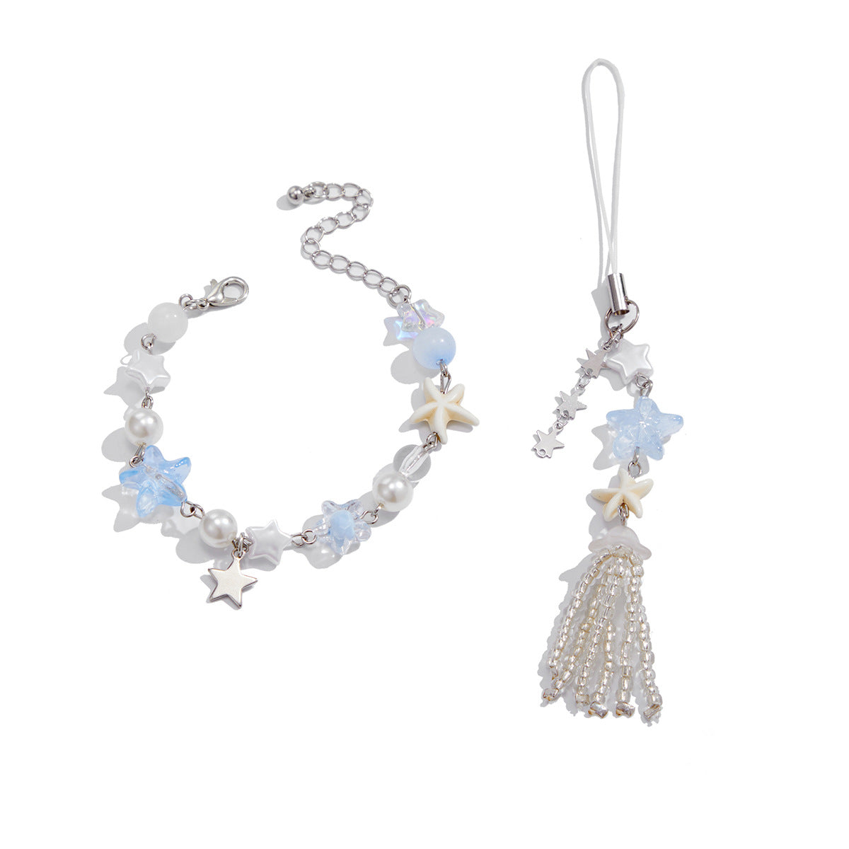 Planderful Vienna Verve Sea Star Beaded Bracelet With Fringed Imitation Pearl Pendant For Vacation Style
