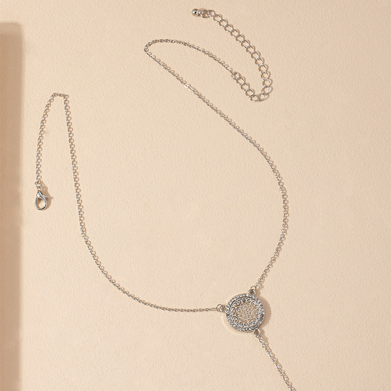 Dazzling Diamond Tag Necklace with Tassel Detail - Elegant European/American Jewelry Piece