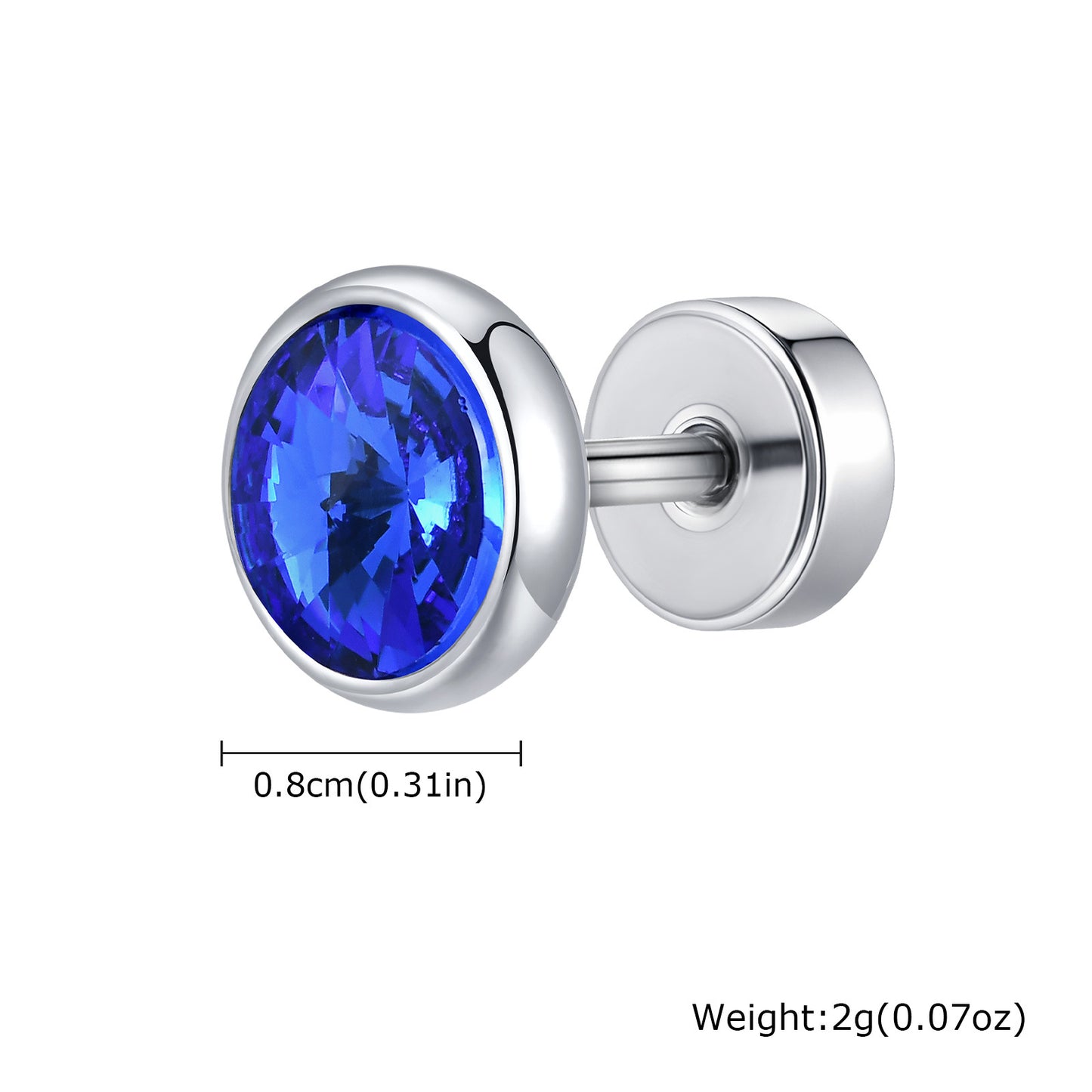 Planderful Stainless Steel White Zircon Stud Earrings Men