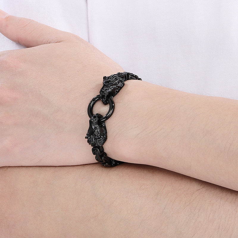 Planderful Lion Head Titanium Hip Hop Chain Bracelet For Men