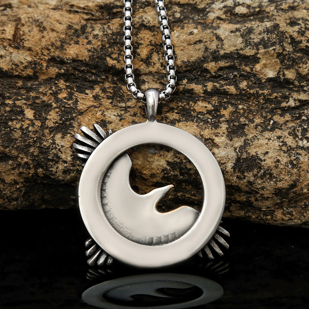 Odin Crow Pendant Men's Retro Fashion Stainless Steel Necklace