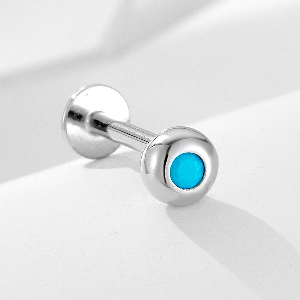 Planderful S925 Sterling Silver Turquoise Piercing Stud Earrings For Fashion Forward Women