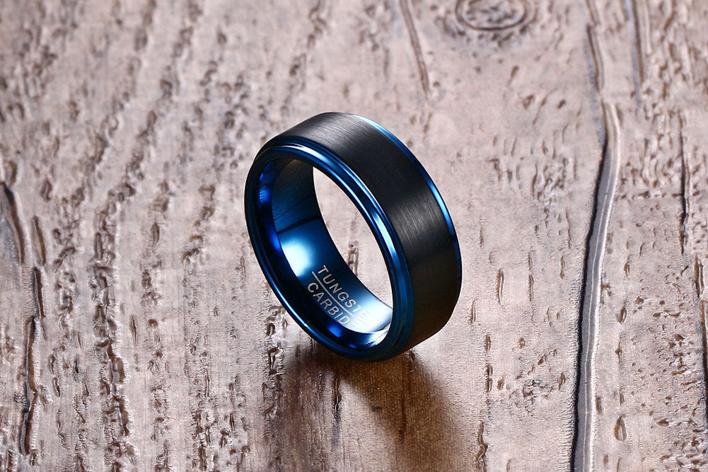Foreign Trade Jewelry Tungsten Steel Ring Men's Black Blue