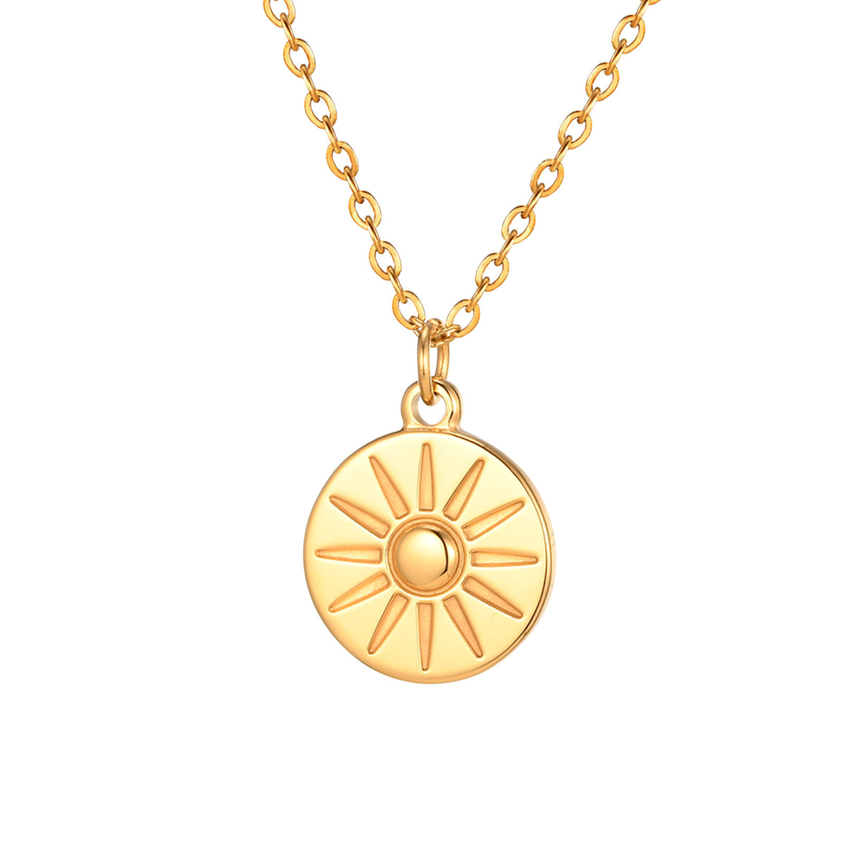 Gold Clavicle Chain Round Stainless Steel Necklace for Women