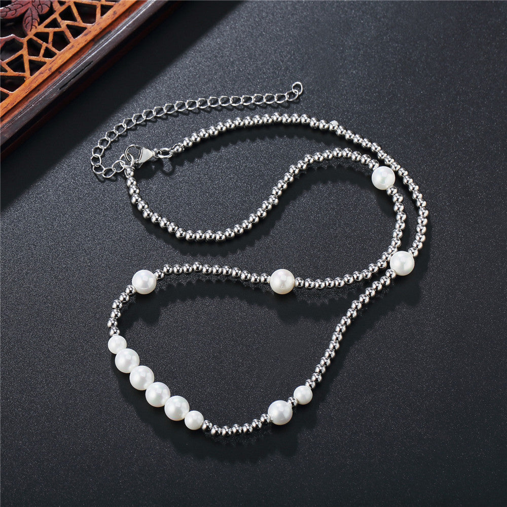 Planderful Everyday Genie Pearl Titanium Steel Necklace For Unisex Protection Statement Hip Hop Style
