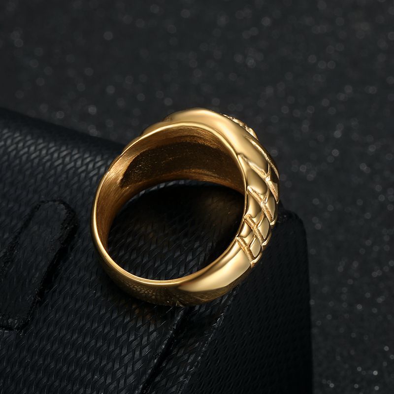 Planderful Medusa Ring For Men Gold Plated Steel Titanium Style Hip Hop Mythology Accessory