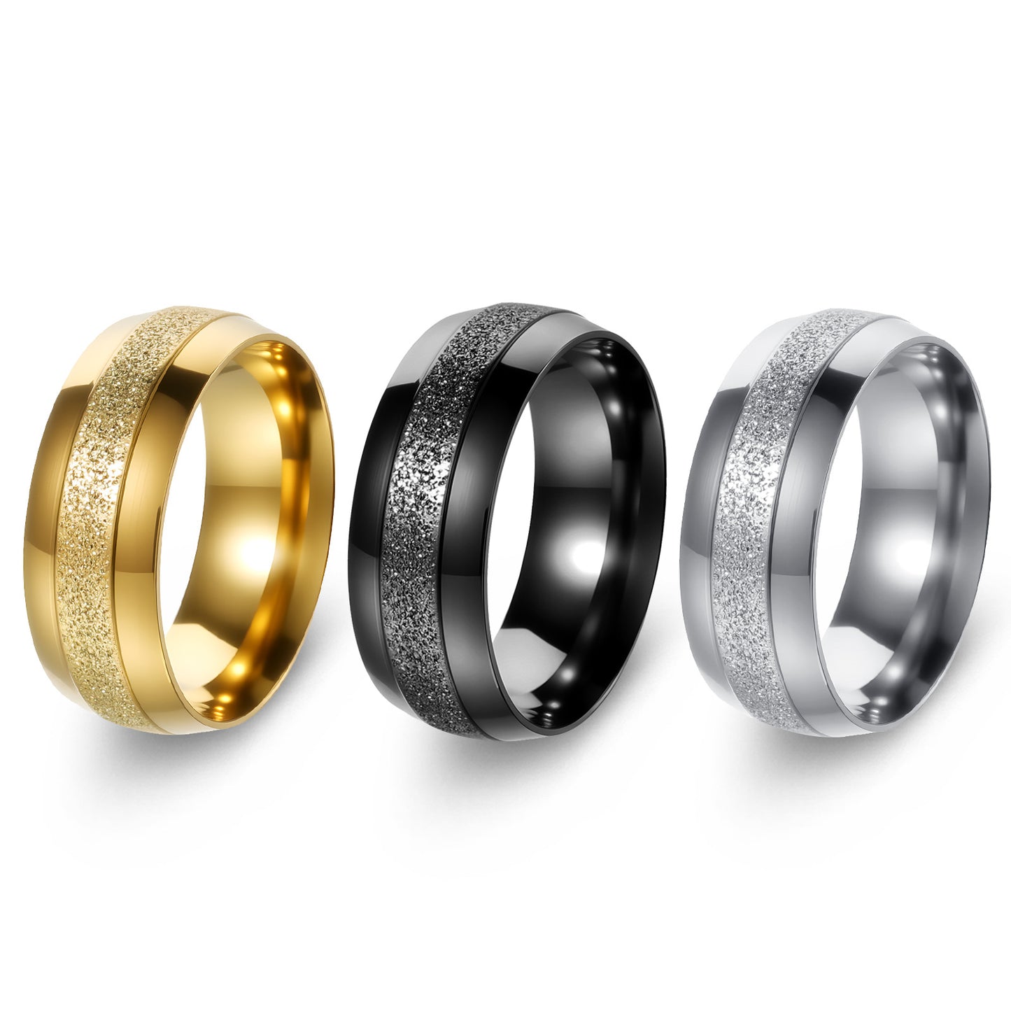 Planderful Everyday Genie Titanium Steel 8mm Matte Ring For Couples Unisex Protective Wedding Band