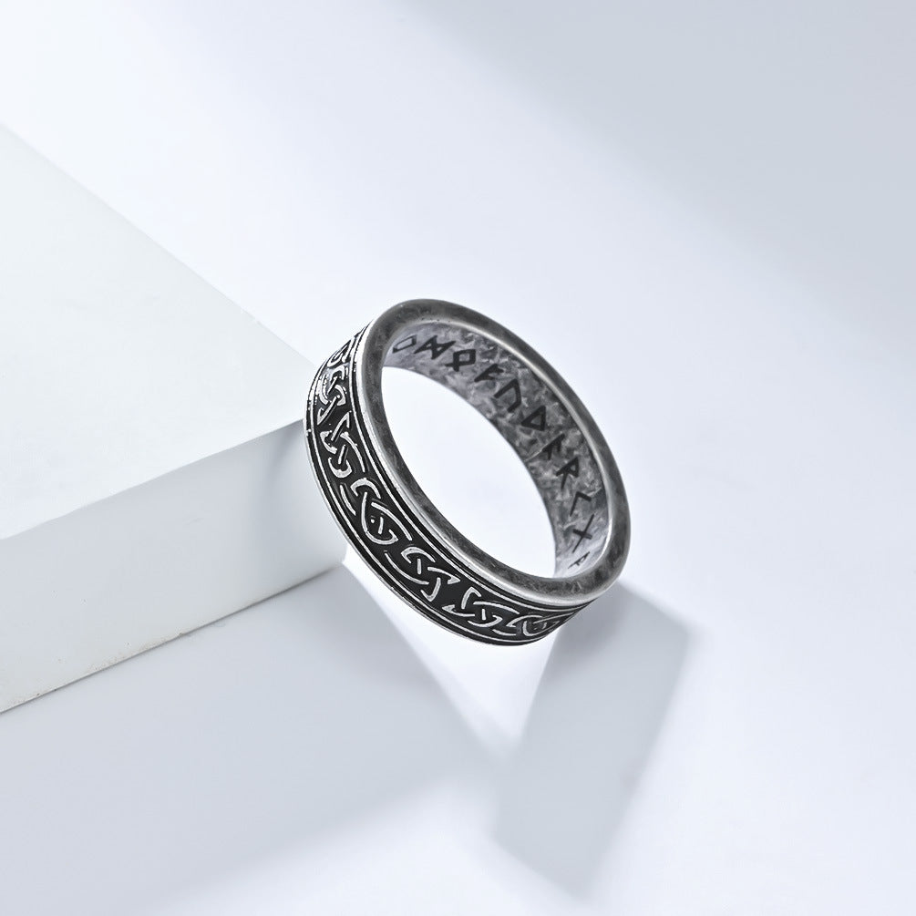 Planderful Authentic Nordic Viking Celtic Knot Titanium Steel Ring for Men: Vintage Antique Design