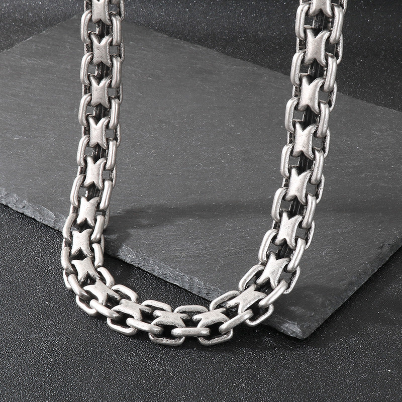 Retro Hollow Neck Chain Titanium Steel Men Necklace