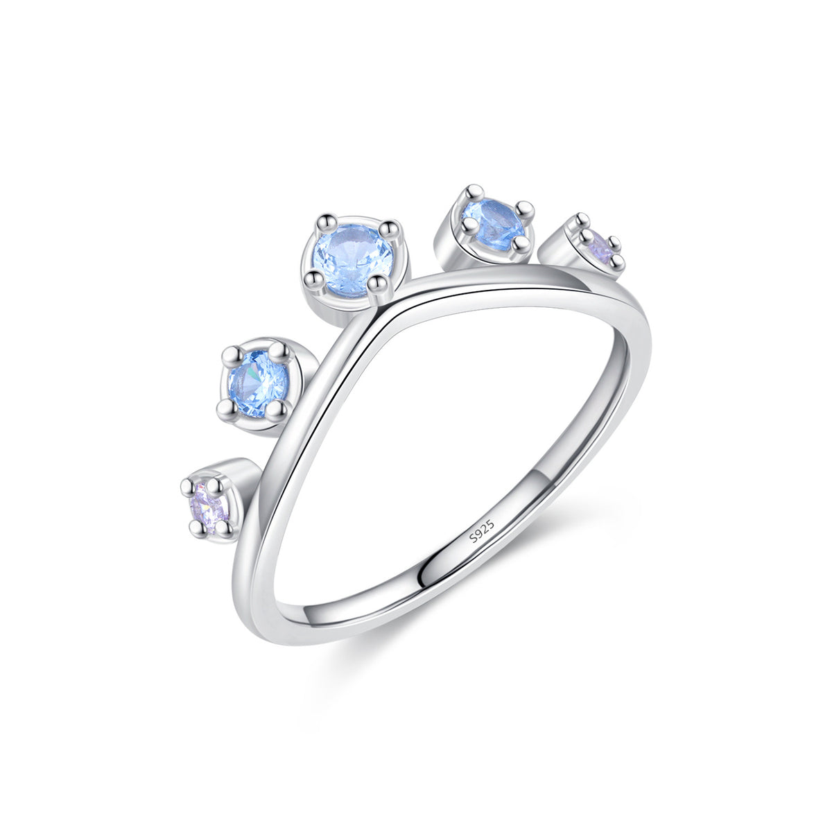 925 Sterling Silver Zircon Crown Ring