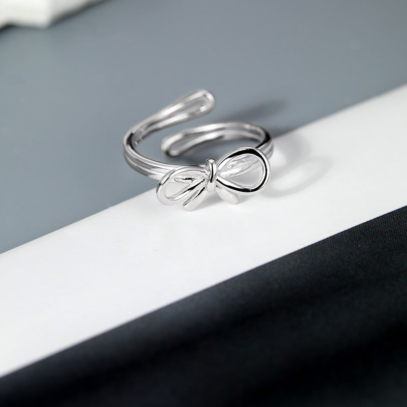 S925 Sterling Silver Bow Ring — Adjustable