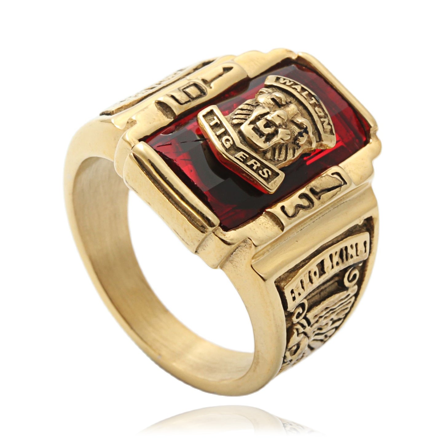 Titanium Steel Multi-Color Gemstone Lion Ring for Men - Retro Punk Style