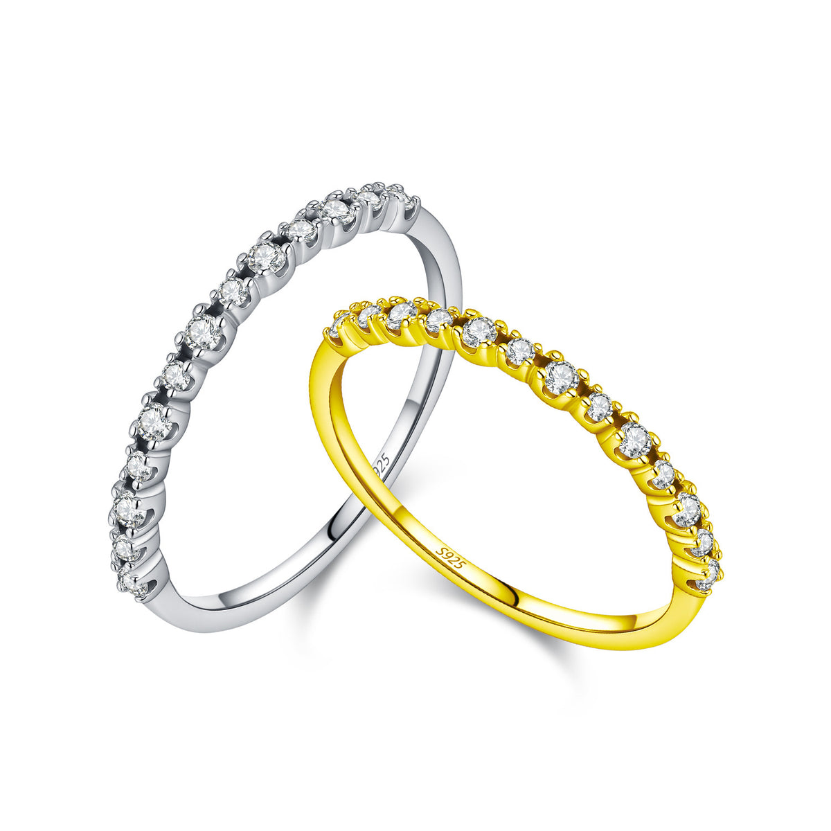 925 Sterling Silver Slim Pavé Zircon Band