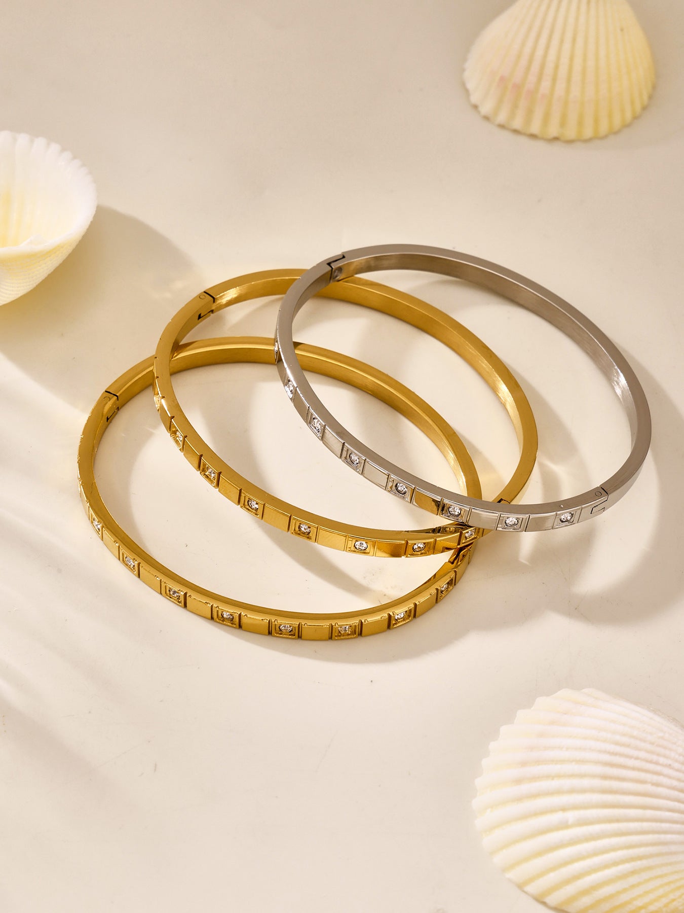 Planderful Women Stainless Steel Geometric Zircon Bracelet