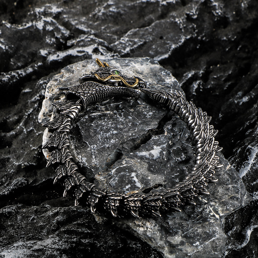 Punk Men's Titanium Steel Dragon Bracelet Teen Dragon Lin Bracelet