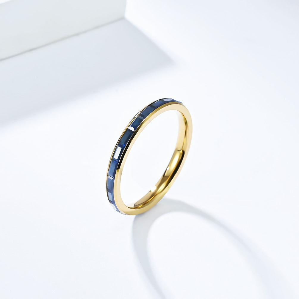 Planderful 2mm Titanium Zircon Ring For Women Everyday Genie Luxury Minimalist Hipster Jewelry