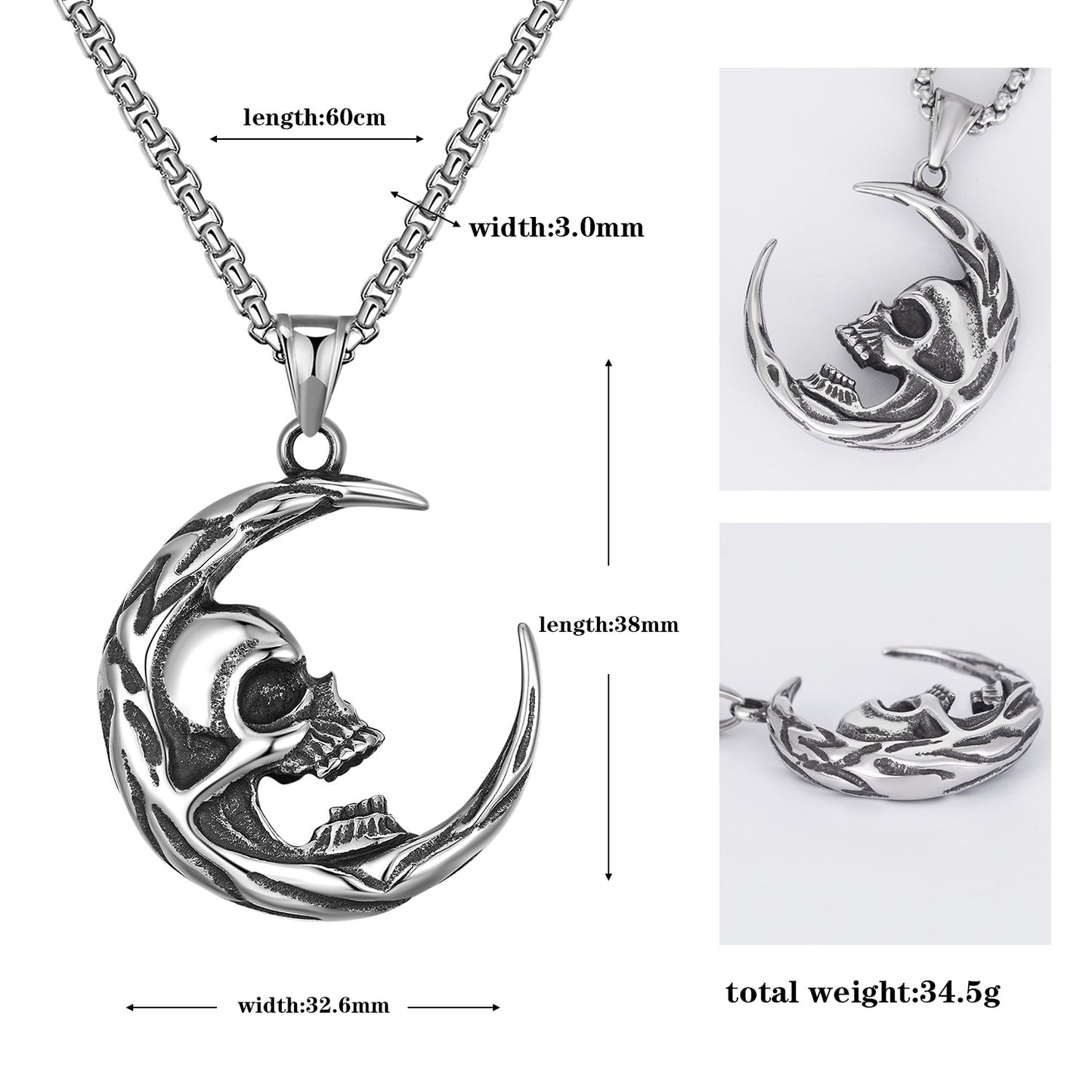 Steel Necklace – Statement Hip Hop Skull