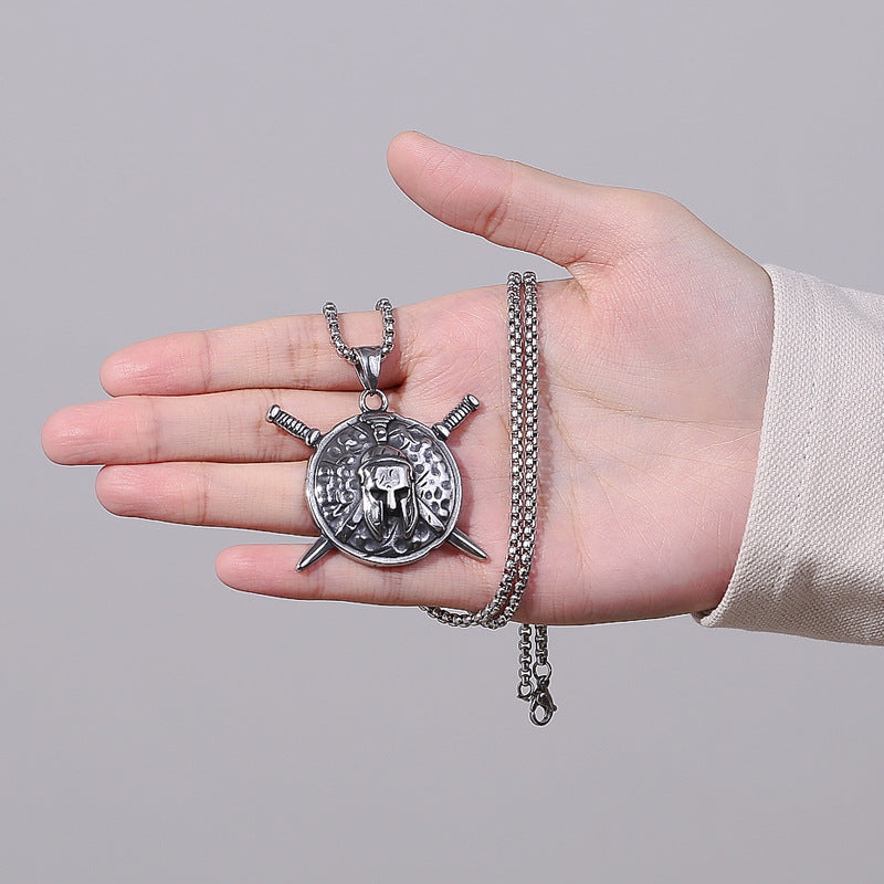 Steel Necklace – Statement Viking Warrior Pendant