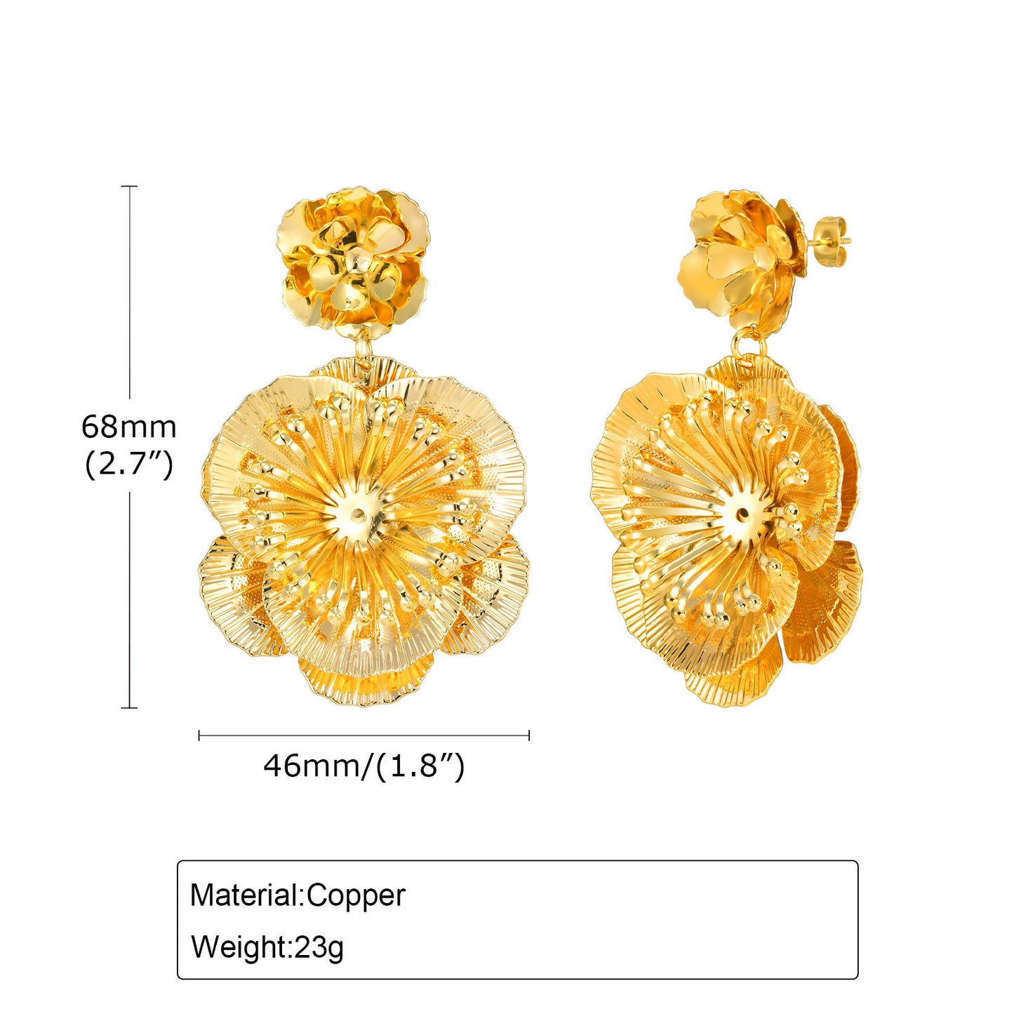 European And American Cross-Border Flower Earrings Copper