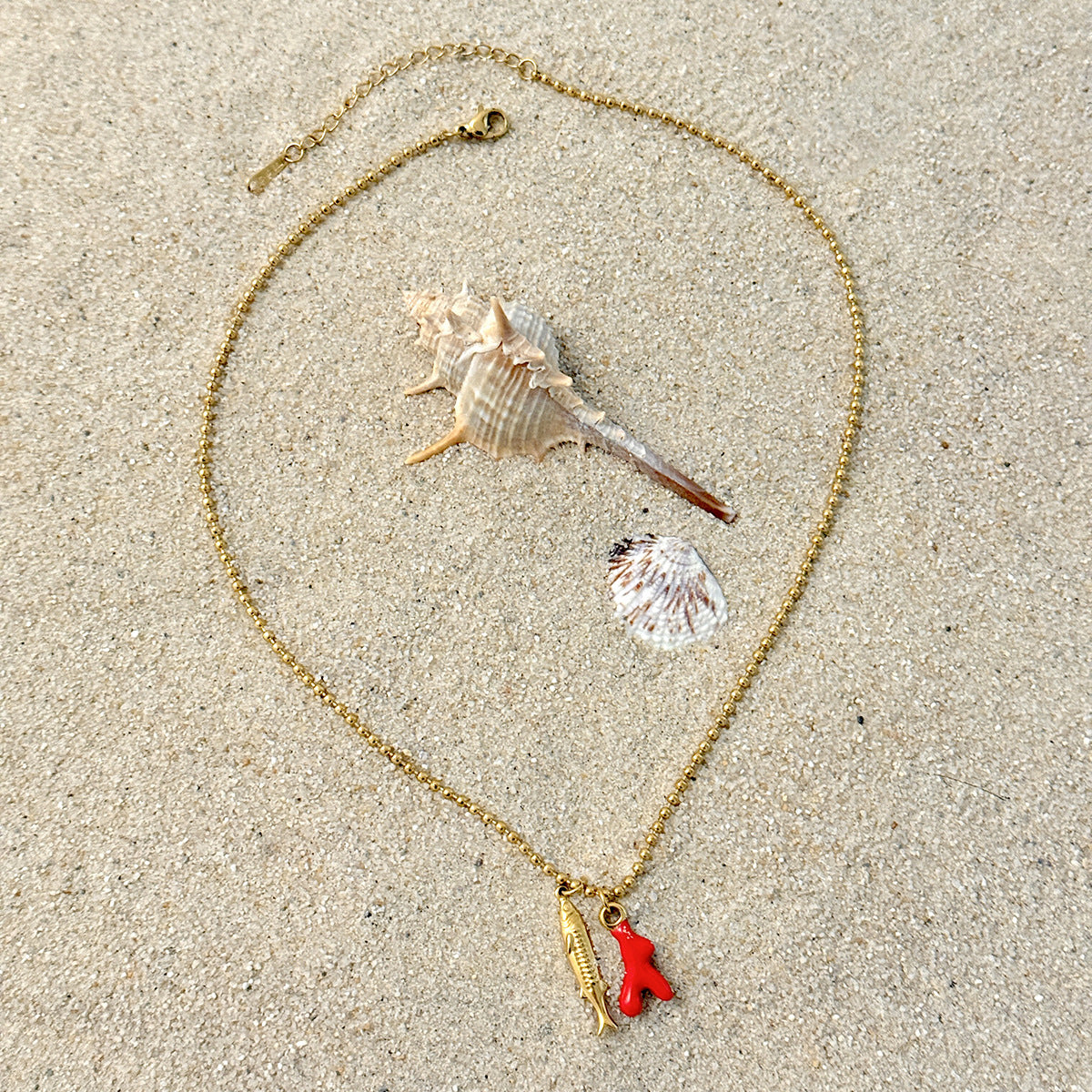 Holiday Wind Small Fish Turtle Pendant Necklace Ocean Wind Coral Starfish Fine