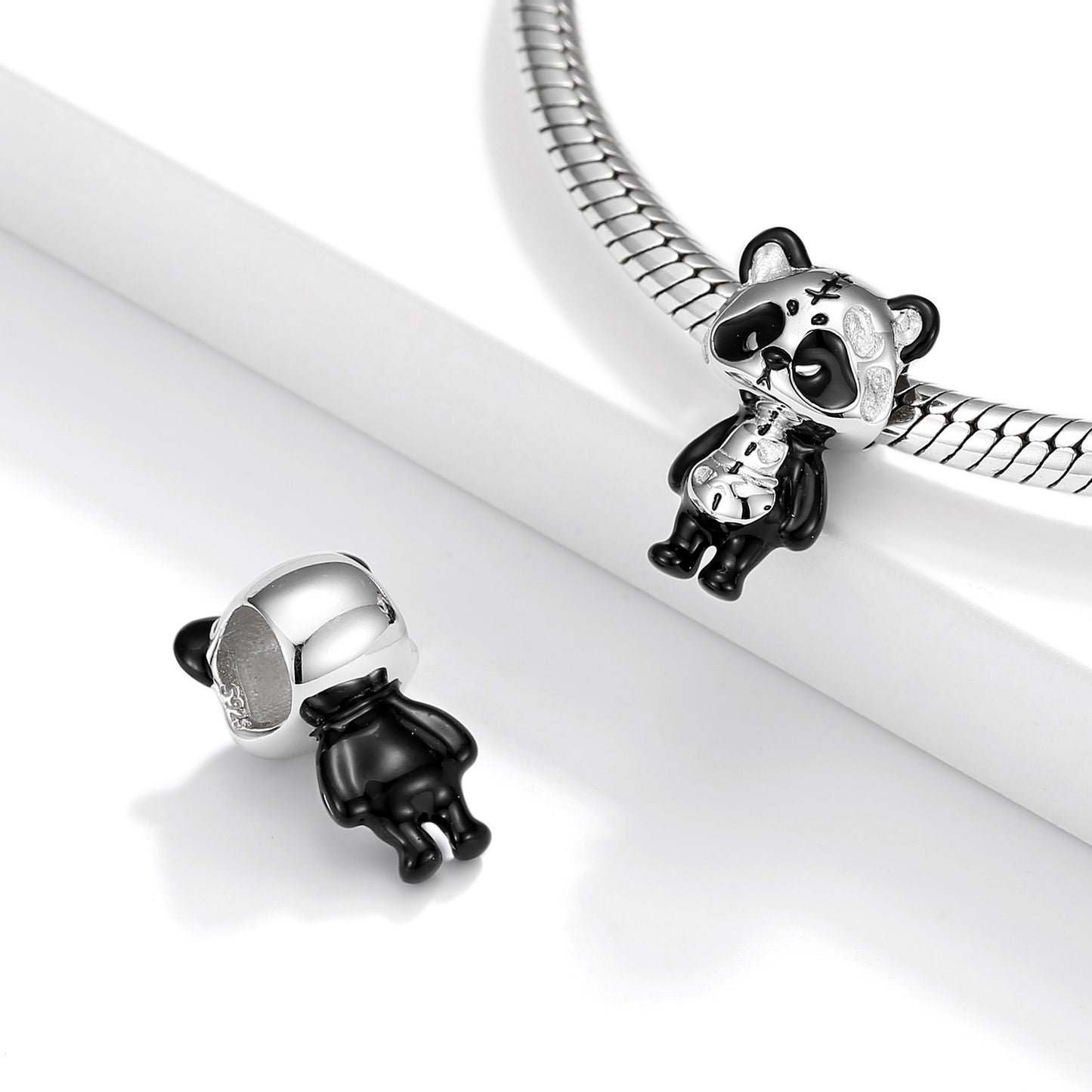 Angry Panda Doll Silver Pendant