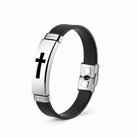 Planderful Everyday Genie Stainless Steel Cross Bracelet For Men Adjustable Minimalist Style